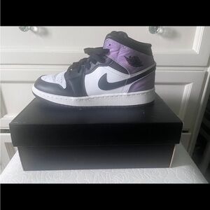 Air Jordan 1 Mid Black and Coral Sneakers
